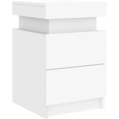 Image of vidaXL Bedside Cabinet with LED Lights White 35x39x55 cm