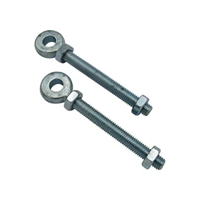 Image of Adjustable Swing Gate Hinge Eyebolts &amp; Nuts X2 (M16 X 100MM Zinc Plated Eye Bolt)