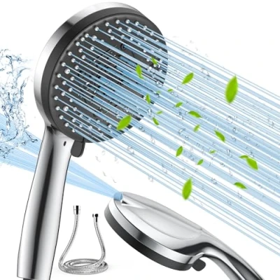 Image of VOXON High Pressure Shower Head and Hose, Heads with 10 Modes, Power Head, Universal Water Saving Large Powerful Flow Handheld Showerhead for Low