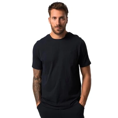 Image of JP 1880 Men&#039;s T Shirt, rh, slub, Chest Pocket, 1/2, Black, L