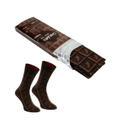 Image of Rainbow Socks Men Women Novelty Chocolate Bar 1 Pair Milk Size 7,5 11