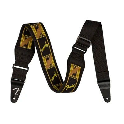 Image of Fender Swell Neoprene, Blk/YLW/BRN Mono, 2.5&quot; Guitar Strap (0990694208)