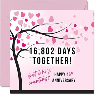 Image of Funny 46th Anniversary Card for Wife or Husband 16802 Days Together I Love You Gifts, Happy Wedding Cards Partner, 145mm x Greeting Forty Sixth Anniversaries