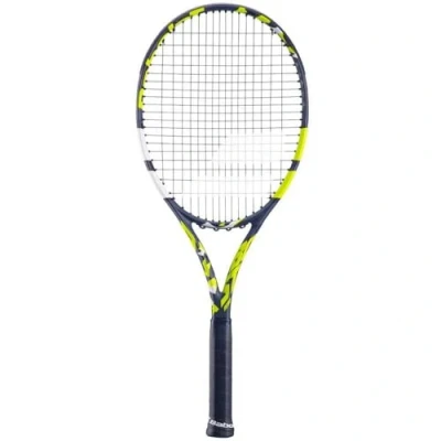 Image of Babolat Boost Aero Tennis Racket for Adults Lightweight Men or Women Strung and Graphite Frame Lightness Power when Playing Size 2 Colour: Grey/Yellow