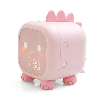 Image of Ayaaa children&#039;s alarm clock light clock, cute dinosaur digital for children nightstand sleep trainer, wake up and night