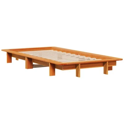 Image of vidaXL Bed Frame without Mattress Wax Brown 100x200 cm Solid Wood Pine