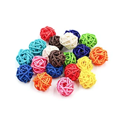 Image of 30pcs/Pack Colorful Natural Wicker Rattan Balls for Wedding Christmas Party Hanging Decoration 2.5cm Mixed Colors Pack of 30