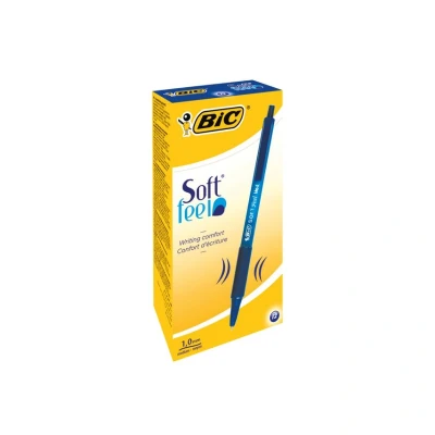 Image of BIC Soft Feel Ballpoint Pens Blue Box of 12 Medium Point (1.0 mm) Lightweight with Comfortable Grip