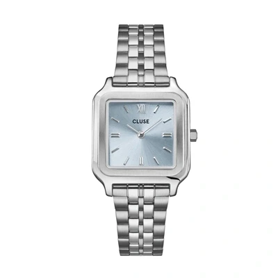 Image of CLUSE Gracieuse Light Blue and Silver Square Watch