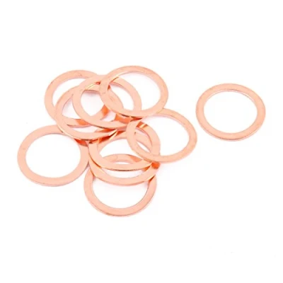 Image of sourcingmap 10pcs 24mm x 18mm 1mm Flat Ring Copper Crush Washer Sealing Gasket Fastener