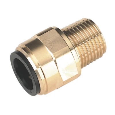 Image of Sealey Straight Adaptor 15mm x 1/2&quot;BSPT Brass (John Guest Speedfit® MM011504N)