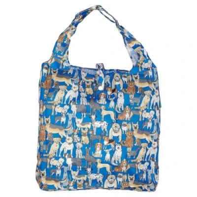 Image of ECO CHIC Lightweight Foldable Reusable Shopping Bag Water Resistant Tote (Dogs Blue)
