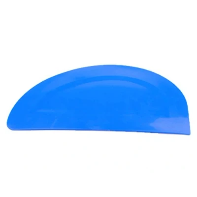 Image of Blue Plastic Flexible Bowl Scraper, Semi Curved, Pizza Dough, Meat, Pastry, Cake Making. UK Made. (S7325) Free Postage