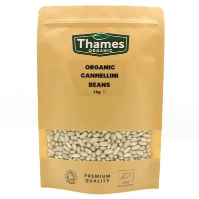 Image of Organic Cannellini Beans 1kg High Fibre, Protein, No Additives, Preservatives, Raw, Vegan, GMO Free Nutritious and Flavorful Great for Soups, Salads, Casseroles Thames
