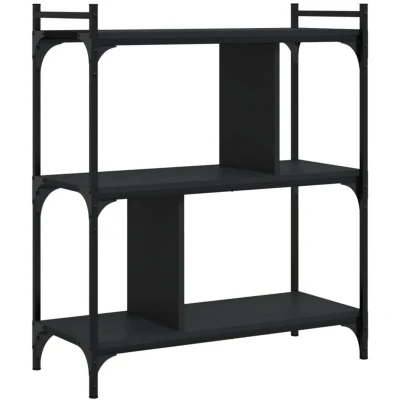 Image of vidaXL Bookcase 3 Tier Black 76x32x88 cm Engineered Wood