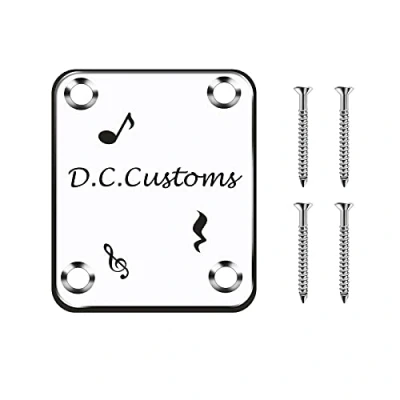 Image of OXYEFEI Guitar Neck Plate Retro Style, Steel Alloy Durable Reinforced Electric Parts 4 Bolts, for Bass Custom Engraving Text/Image (silver)