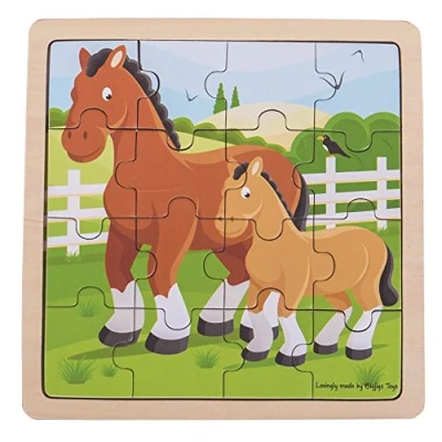 Image of Bigjigs Toys Chunky Wooden Horse &amp; Foal Puzzle