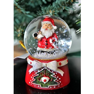 Image of Gisela Graham Christmas Red Santa Father Mini Snow Dome Globe 6cm