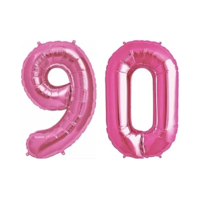 Image of Pink Number 90 Foil Balloon, 101cm