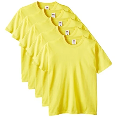 Image of Fruit of the Loom Men&#039;s Heavy T Shirt Pack 5, Yellow, Medium