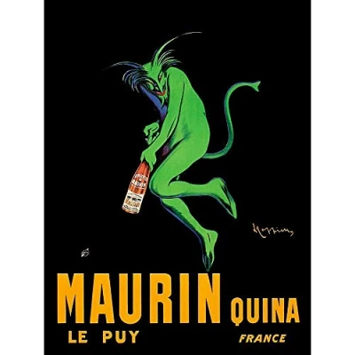 Image of Wee Blue Coo Advert Drink Alcohol Maurin Quina Green Devil France Art Print Poster Wall Decor 12X16 Inch
