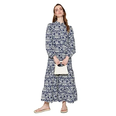 Image of TRENDYOL Women&#039;s Dress Navy Blue A line, 14