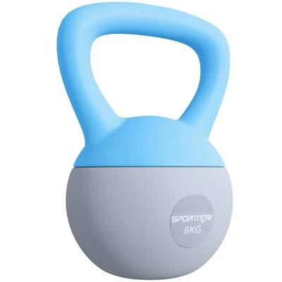 Image of SPORTNOW Soft Kettlebell, 8kg Kettle Bell with Non Slip Handle for Home Gym Weight Lifting and Strength Training, Light Blue Grey
