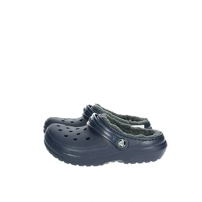 Image of Crocs Unisex Kids Classic Lined K Clogs, Navy Charcoal, 1 UK Child