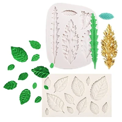 Image of 2pcs Silicone Leaf Fondant Mold 3D Leaves Shape Moulds Cake Baking Mould DIY Craft Decorating Tools for Polymer Clay Sugar Soap by RuiChy