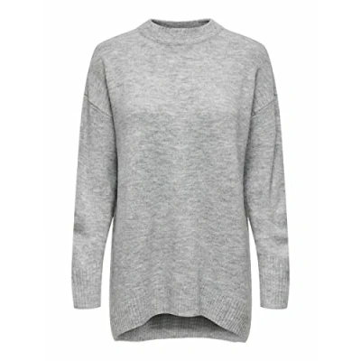 Image of ONLY Women&#039;s Onlsilja L/S Loose Pullover Ex KNT Knitted Jumper, Light Grey Mix, L