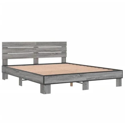Image of vidaXL Bed Frame without Mattress Grey Sonoma 150x200 cm King Size