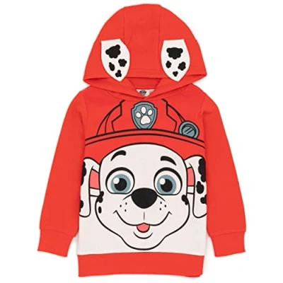Image of Paw Patrol Kids Hoodie Boys Girls Chase Marshall Skye Everest OR Rubble Sweater Options Yellow Navy Red Pink Blue Jumpers 3D Ears Nickelodeon Merchandise