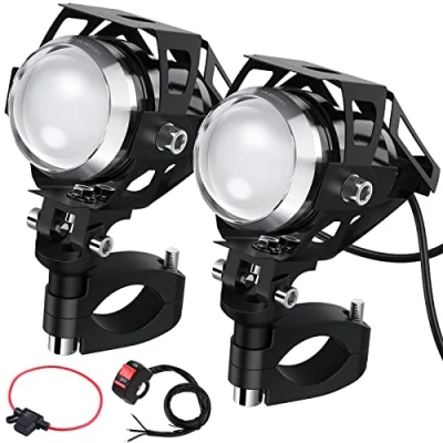 Image of PROZOR Motorbike Headlight 2PCS 15W U5 Motorcycle Lights LED with Button Switch E57 360Universal Adjustment Bracket Headlights Front Spot for 12/24V Vehicles