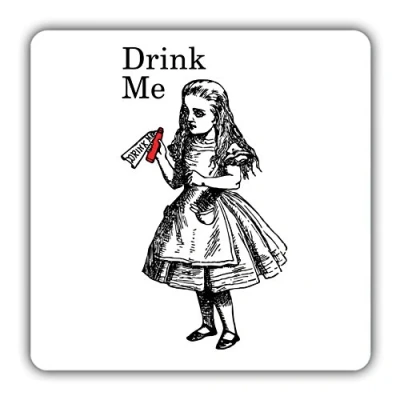 Image of British Library Alice in Wonderland Wooden Coaster with Drink Me Design