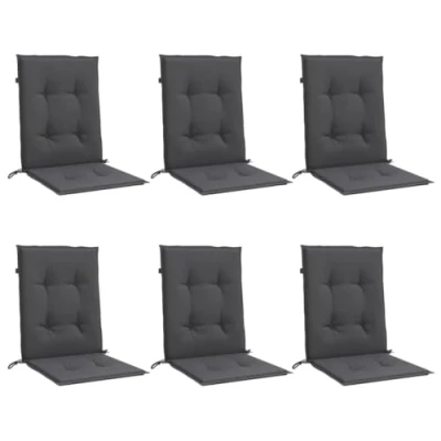 Image of vidaXL Lowback Chair Cushions Set of 6, Anthracite Melange, Polyester Fabric, Foam Fibre Filling, Indoor/Outdoor Seat Padding 100x50x4cm