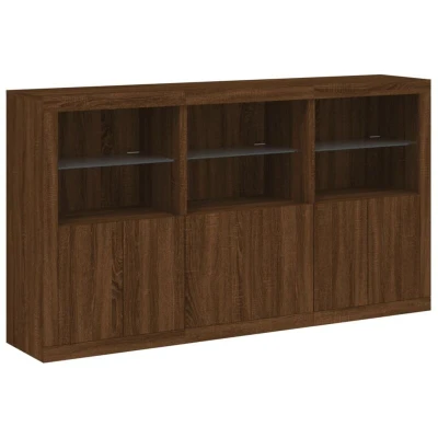 Image of vidaXL Sideboard with LED Lights Brown Oak 181.5x37x100 cm