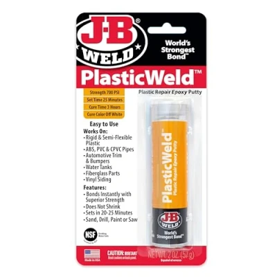 Image of JB Weld 8237UK JB8237 Plastic Fast Setting Off White Multi Purpose Reinforced Epoxy Putty, 57 G