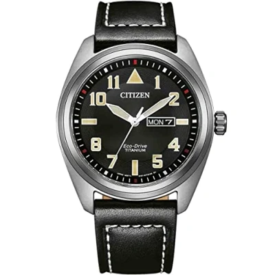 Image of Citizen Men&#039;s Analogue Eco Drive Watch with Leather Strap BM8560 29E