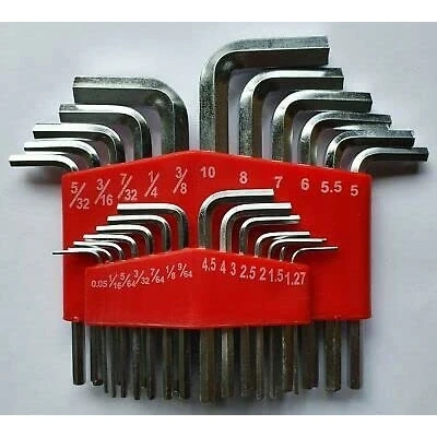 Image of Garden Mile 25pc Imperial &amp; Metric Hex Allen Key Wrench Folding Set with Small Large Sizes. Includes Mini 0.05 Up to Long 10mm