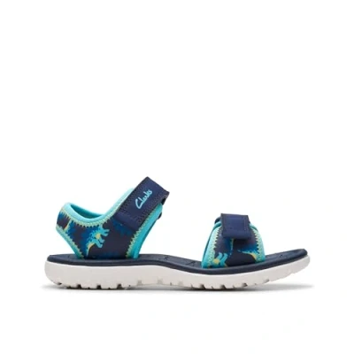Image of Clarks Surfing TIDE Sandals for kids, Size: 13K, Navy Textile