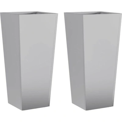 Image of vidaXL Garden Planters 35x35x75 cm 2 pcs Galvanised Steel