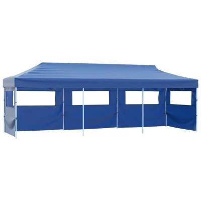Image of vidaXL Folding Pop up Party Tent with 5 Sidewalls 3x9 m Blue