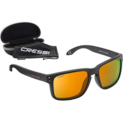 Image of Cressi Unisex Blaze Sunglass Matt Black/Mirrored Lens Orange, One Size