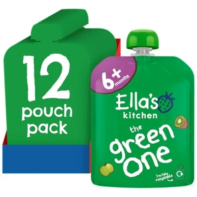 Image of Ella&#039;s Kitchen The Green One Organic Smoothie Fruits 90 g (Pack of 12)