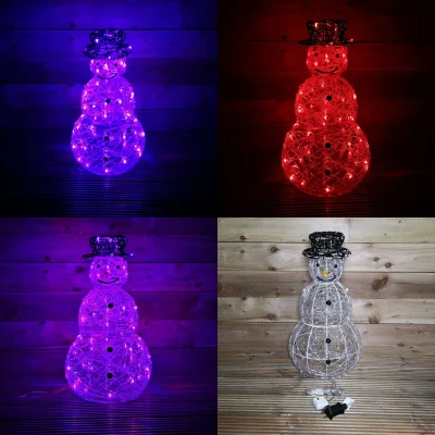 Image of 60cm Indoor Outdoor Acrylic Snowman Christmas Decoration with Colour Changing LED