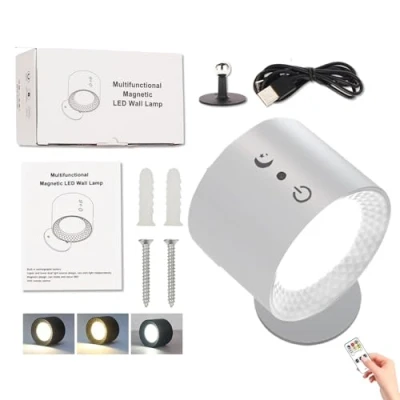 Image of Glowright Lighting Uk, Lights, Glow Right Indoor Everywhere Light 2.0, USB Rechargeable Magnetic 3 Color Temperature Dimmable Remote Control Wall (White)