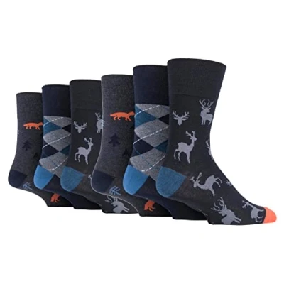 Image of Gentle Grip NEW: 6 Pairs Men&#039;s No Elastic Socks 11 uk, 39 45 eur (Highlands)