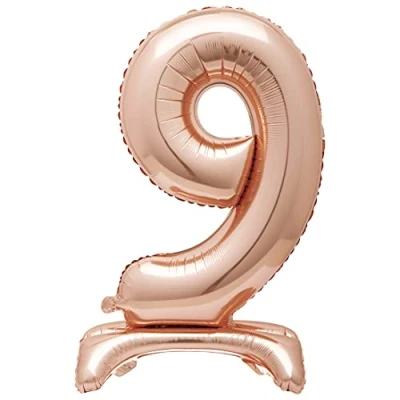 Image of 9 Shaped Rose Gold Foil Balloon (76cm) Stunning Free Standing Party Decor Perfect for Memorable Milestone Events 1 Pc
