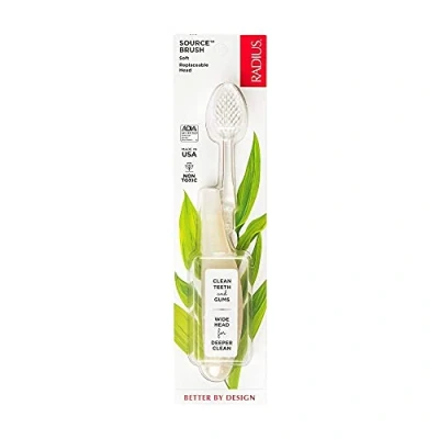 Image of RADIUS Toothbrush Source Floss Brush BPA Free &amp; ADA Accepted Improve Gum Health Reduce Issues Soft Cornstarch Pack of 1