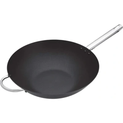 Image of MasterClass Wok Carbon, Non Stick, Carbon Steel, 8 Litres Pan, 35.5cm (14&#039;&#039;), Black
